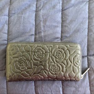 LF real leather wallet with rose print